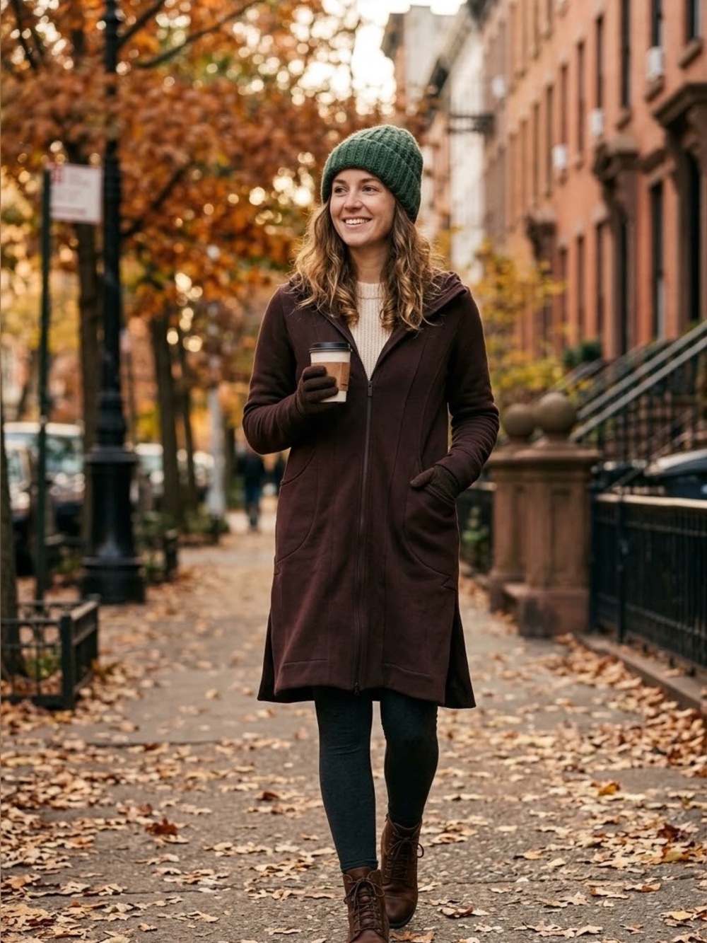 NWT Organic Cotton Blend Brown Hooded Jacket